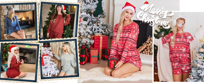 Drop Shoulder Pijamas de Mujer,Sexy Curved Hem Sleepwear,Round Neck Comfrt Sleepwear,Christmas Gift for Her,Sleepover Party Ekouaer Womens Waffle Knit Pajama Sets Long Sleeve Top and Short Lounge Set B09N3V12Q7