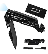 Gifts for Him Men, Christmas Anniversary Birthday Gifts for Boyfriend Husband, Stocking Stuffers for Him, Engraved Pocket Knife, Camping Hiking Multitool Knife Present, Folding Knives with Wood Box