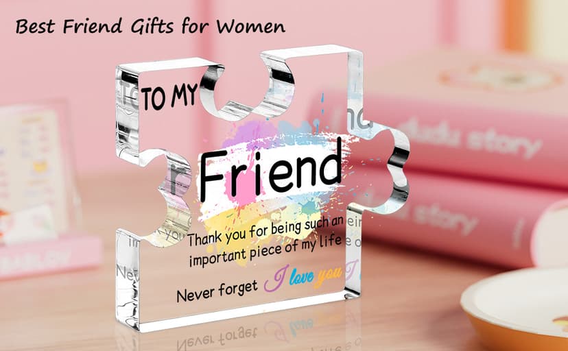 Friend Gifts for Women, Gifts for Friends - Acrylic Puzzle Piece Plaque Friend Gifts 4.7×3.8×0.6inch, Birthday Gifts for Women Friendship, Cool Gifts for Female Friend