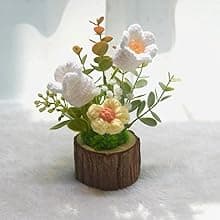 Handmade Crochet Knitted Sunflower Bouquet Creative Knitted Potted Plant Mini Cute Home Desktop Decorations and Gifts for Friends, Lovers, Classmates