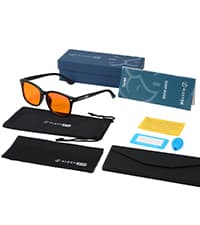 Blue Light Blocking Glasses for Women + Men - Better Sleep + Anti Eye Strain Protection - Computer Screens & Gaming - Metal Clip On - 99% Night-time Amber Lens