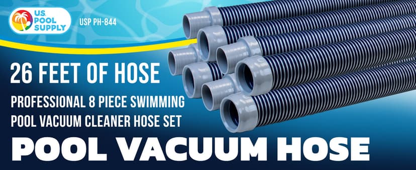 U.S. Pool Supply Pool Vacuum Hose, 8 Piece Pool Hose Set - 40" Blue Flexible Spiral Wound Connector Sections with 1.5" Male & Female Cuff Ends, Replacement Fits Most Inground Automatic Cleaner Brands