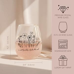 5 oz Scratch-Resistant Wine Glass, Dishwasher safe,Friendship Gifts for Women, Bestie Birthday Present Best Friend Birthday Gifts for Women,A Sweet Friendship Refreshes the Soul B0FHWDT7LB
