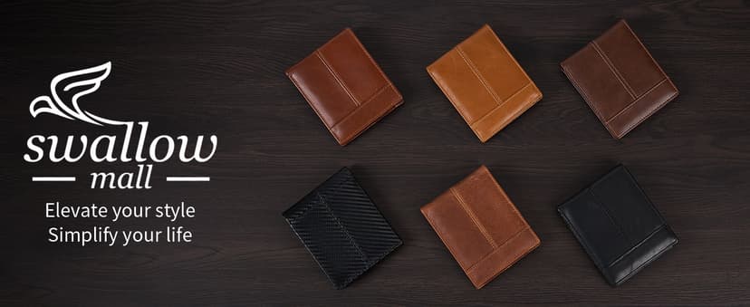 Swallowmall Mens Wallet Rfid Blocking Leather Wallet for Men Bifold Wallets with 1 ID Window 16 Card Slot