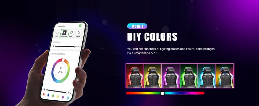 GTPLAYER Gaming Chair, Computer Chair with RGB LED Lights, High Back Ergonomic Chair for Adults with Footrest and Linkage Armrests& Headrest Lumbar Support (Without Bluetooth Speakers)