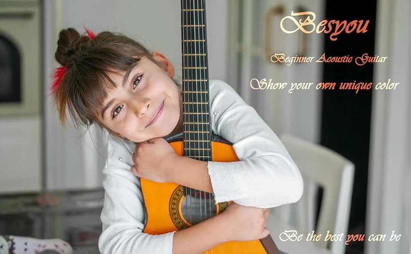 BESYOU 30" Wood Acoustic Guitar with Case,guitar book and Accessories for Kids/Girls/Boys/Beginners (Natural)