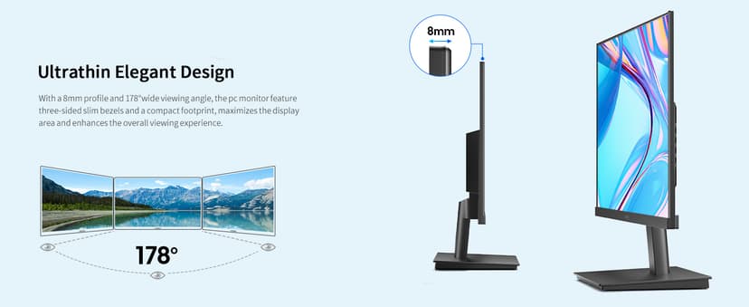 KOORUI New 22 Inch Computer Monitor FHD 1080P 120Hz PC Gaming Screen VA Panel Ultra-Slim Display 4000:1 Contrast Ratio with Adpitive Sync (HDMI/VGA/VESA Compatible 100x100mm/Audio Out), Tilt, Black