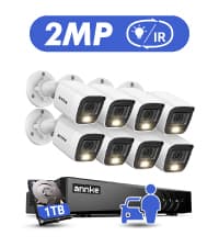 ANNKE 8CH 2MP Security Camera System, 8 Channel H.265+ DVR Recorder, AI Human/Vehicle Detection, 4X 1080P Cams with Smart Dual Light Color Night Vision for Home & Business Surveillance, IP67, 1TB HDD