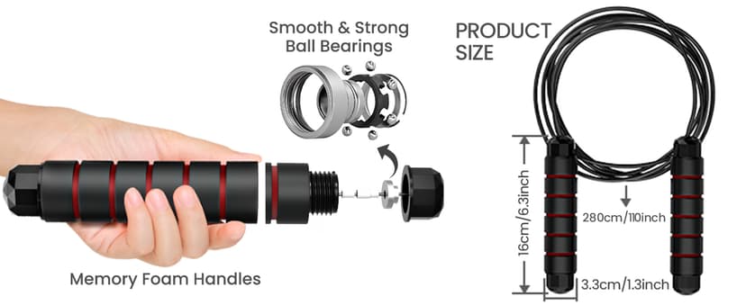 Jump Rope, Tangle-Free Rapid Speed Jumping Rope Cable with Ball Bearings for Women, Men, and Kids, Adjustable Steel Jump Rope with Foam Handles for Home Gym Exercise Fitness Workout Equipment & Slim Body