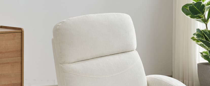 Rocking Recliner Nursery Chair, Swivel Recliner Glider for Nursery with 2 Pockets, Reclining Rocking Chair, Manual Recliners for Living Room, Bedroom, Cream White Chenille