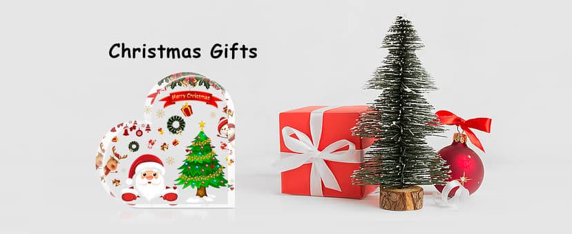 Christmas Decorations Indoor, Christmas Decor for Table, Office Desk, Mantle, Shelf - Acrylic Heart Shaped Gifts for Women/Girls - Holiday Indoor Home Decor