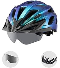 ROCKBROS Bike Helmet for Adult Men Women with Suggested Fit 58-65cm, Detachable Magnetic Goggles & Sun Visor, Lightweight with Adjustable Side and Chin Strap, Suitable for Myopia Glasses