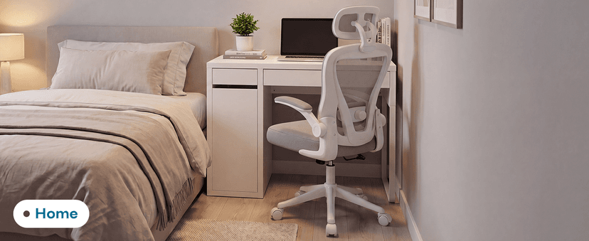 SeekFancy Ergonomic Office Chair M903, Computer Desk Chair with Wheels, High Back Mesh Office Chair with Adjustable Lumbar Support, Headrest, Flip-Up Armrests, White Grey