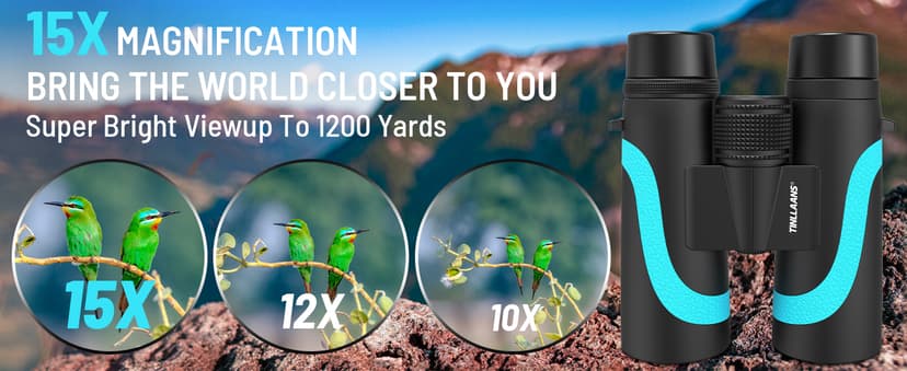 15x55 UHD Binoculars for Adults – High Powered Large View, BAK4 Prism, Waterproof & Lightweight for Bird Watching, Hunting,Hiking, Travel, Cruise, Sports with Phone Adapter (Blue)