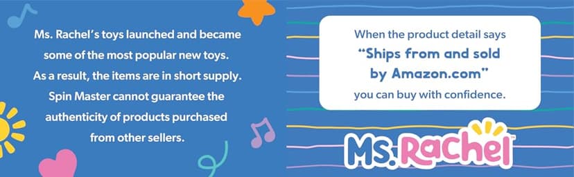 Ms. Rachel Speak & Sing Doll 16” Tall Interactive Toy with 4 Songs & 16+ Phrases, Toddler Toys for Girls & Boys Ages 6 Months to 3+ Years