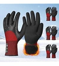 Schwer 2 Pairs 100% Waterproof Winter Work Gloves, ANSI A2 Cut Resistant Freezer Gloves for Outdoor Cold Weather Keep Hands Warm, Thermal Insulated Gloves for Shoveling Snow, Ice Fishing, L