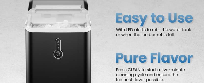 Iceman by Chefman Nugget Ice Maker Countertop, Pebble Ice Maker Machine, 26 lb in 24 Hours, Ready in 6 Minutes, Removable Ice Basket, Fun and Chewable Cubes, 1.5L Water Tank, Self-Cleaning Function