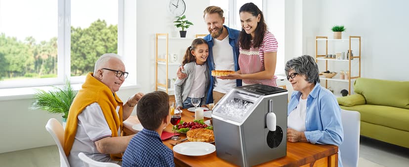 Silonn Ice Makers Countertop, 44lbs Per Day, 2 Ways to Add Water, Auto Self-Cleaning, Stainless Steel Ice Machine for Home Office Bar Party