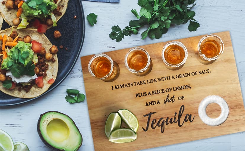 Tequila Shot Board Shot Glasses Serving Tray with Salt Rim Funny Shot Glasses Holder,Tequila Gifts for Housewarming,Liquor, Parties,Bar,Restaurant