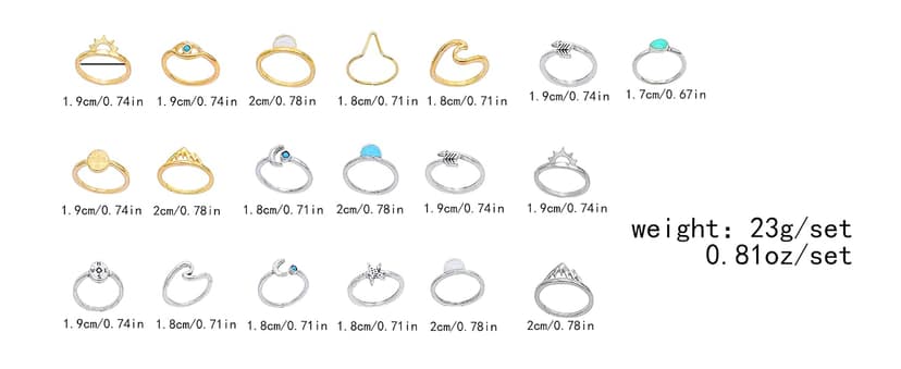 FUTIMELY Boho Retro Stackable Rings Sets for Women Knuckle Joint Finger Knuckle Nail Ring Sets Moon Stars Stack Preppy Statement Rings Cute Trendy Stuff Jewelry