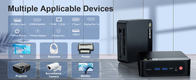 Beelink Ser5 Pro mini PC, AMD Ryzen 5 5500U (Up to 4.0GHz,6C/12T), 16GB DDR4 500GB PCle SSD,mini Computer Support 4K Triple Display/2.5G LAN/WiFi6/BT5.2, Home/Office Mini Desktop Computer