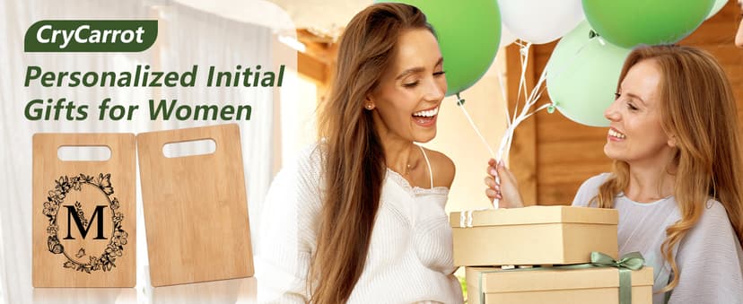 Personalized Cutting Board, Initial Birthday Gifts for Women Wedding Gifts for Couple, Monogrammed Engraved Bamboo Wood Kitchen Gifts, Unique Gift for Christmas Anniversary Housewarming(Letter M)