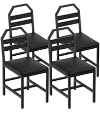 YATINEY Dining Chairs Set of 4, Industrial Kitchen Chairs with Metal Frame, Slanted Back, Wooden Dining Chair Set, for Kitchen, Living Room, Rustic Brown and Black CY03L4BR