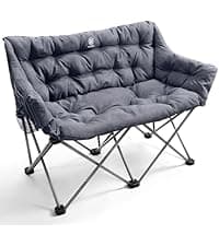 EVER ADVANCED Oversized Folding Rocking Camping Chair, Padded Portable Rocker Chair for Patio, Lawn and Outdoors, Heavy Duty Hard Armchair for Adults Supports 400lbs, Green