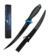 FLISSA Fillet Knife Set, Boning Knife & Bait Knives with Sharpener, Protective Sheath, Belt Clip, Non-Slip Handle, Portable Pouch & Corrosion Resistant Coating Blade, for Fresh or Saltwater (4-Piece)