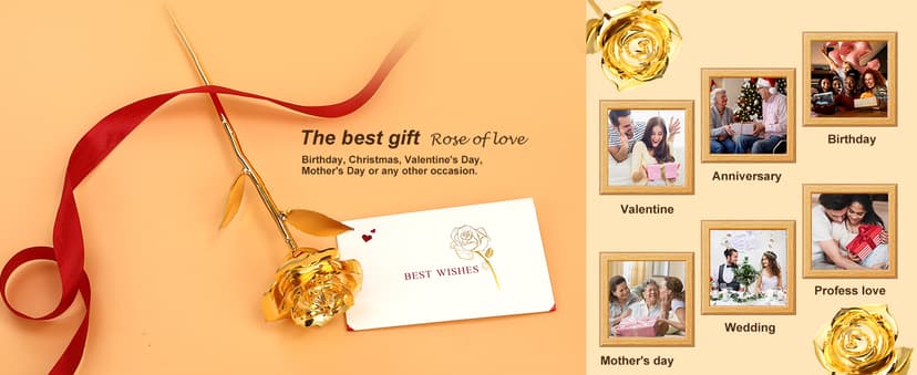 Gold Dipped Rose Real 24K Gold Rose, Genuine One of a Kind Rose Hand Dipped in 24K Golden Roses Romantic Gifts for Women in Her Birthday Anniversary Day Mothers Day