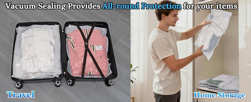 Vacuum Sealing Bags for Clothing Travel,Space Saver Vacuum Storage Bags with Air Pump,Compression Packing for Luggage and Clothes Travel (12 Combo Bags+Electric Pump)