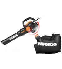 WORX WG505 Trivac 12 Amp 3-in-1 Electric Leaf Blower/Leaf Vacuum/Mulcher, Metal Impeller for Fine Mulching