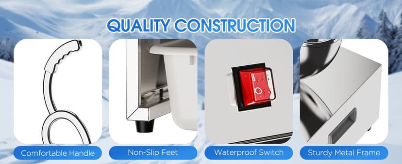 Commercial Snow Cone Machine, 440LB/H Professional shaved ice machine, 350W Electric Ice Crusher, Silver Stainless Steel, Fluffy Shave Ice Machines for Home, Parties, Dessert Shops & Bars