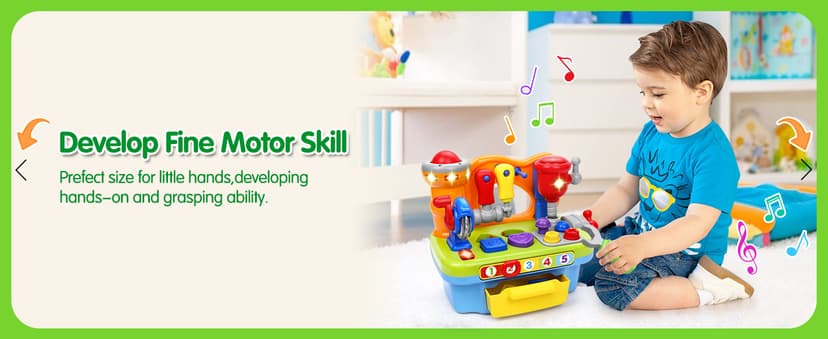Montessori Toys with Sound Lights Effect, Shape Sorter, Christmas Birthday Gift for Boy Girl,Engineer Pretend Play Workbench Toys for 1 Year Old Boy, Musical Toy Tool Bench, 1 2 3 Years old Boy Gifts B08345YDXJ
