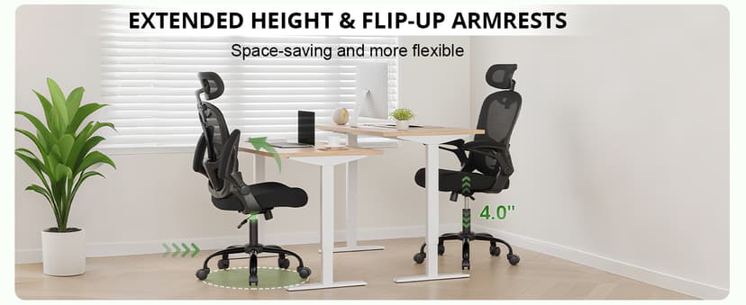 Office Chair Ergonomic Desk Chair, 330LBS Capacity, High Back Computer Chair with Lumbar Support, Flip-up Armrests Swivel Task Chairs for Long Hours Work