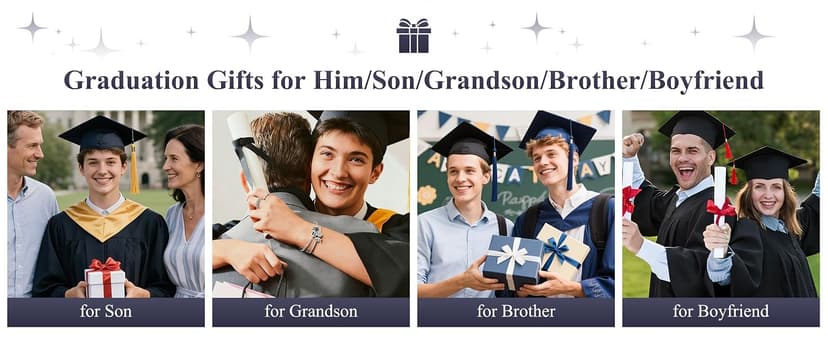 𝗚𝗿𝗮𝗱𝘂𝗮𝘁𝗶𝗼𝗻 𝗚𝗶𝗳𝘁𝘀 𝗳𝗼𝗿 𝗛𝗶𝗺 𝟮𝟬𝟮𝟱 High School, College Graduation Gifts for Men Class of 2025 Leather Stainless Steel Knot Bracelet for Son Boyfriend Brother Grandson Friends
