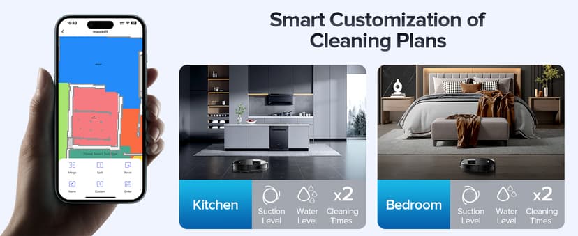 Robot Vacuum and Mop Combo, Robot Vacuum Self-Emptying with 11500Pa Suction, 70-Day Capacity, Fast Home Mapping, LiDAR Navigation, Smart Obstacle Avoidance, Ideal for Pet Hair, Carpet, Hard Floor