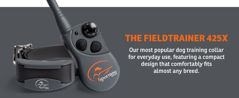 SportDOG FieldTrainer 425X - Remote Trainer Designed for Off-Leash Control & Training - 500-Yard Range - Waterproof - Quick Charge-Collar with 21 Levels of Static, Tone, & Vibration