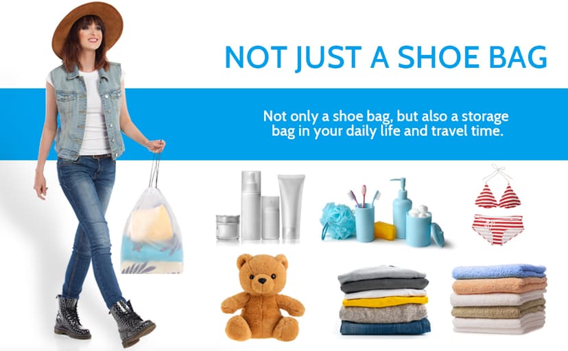 15.7" x 11.8" Waterproof Dustproof Portable Travel Shoe Storage Bag for Men and Women Clear Shoe Bags for Travel 5 PCS, Drawstring Travel Shoe Bags for Packing B0C6X2VP9R