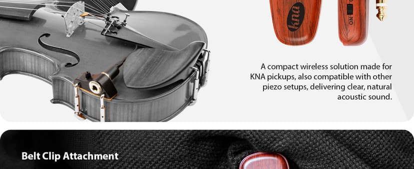 KNA U-Wi Universal Wireless System, Guitar, Bass, Violin, Acoustic and Electric Instruments, UHF Wireless Audio for Piezo Pickups, 50m Range, Ultra-Low Latency, Interference-Free Connection