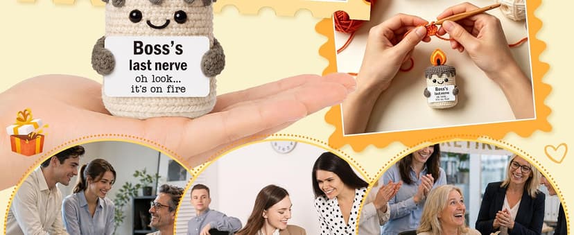 Boss Lady Female Male Gifts, Funny Birthday Christmas Leaving Gag Gift for Supervisor Manager, Handmade Crochet Candle Decor Funny Bosses Day Gifts for Women Man, Appreciation Gifts for Boss B0G2LZ6T1K