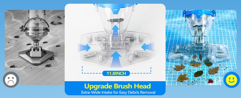 LanOcean 2026 Newly Cordless Pool Vacuum for Inground Pool, Flow Adjustable, Transparent Brush Head–Visible Cleaning, 19 GPM Powerful Suction Handheld Pool Vacuum for Above Ground Pool, 70Mins Runtime