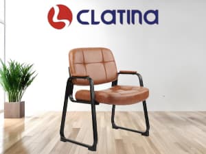 CLATINA Big & Tall 500 lbs Waiting Room Guest Chair, Leather Office Reception Chair No Wheels with Padded Arms for Elderly Home Desk Conference Room Lobby Side Salon Clinic, Black(4 Pack)