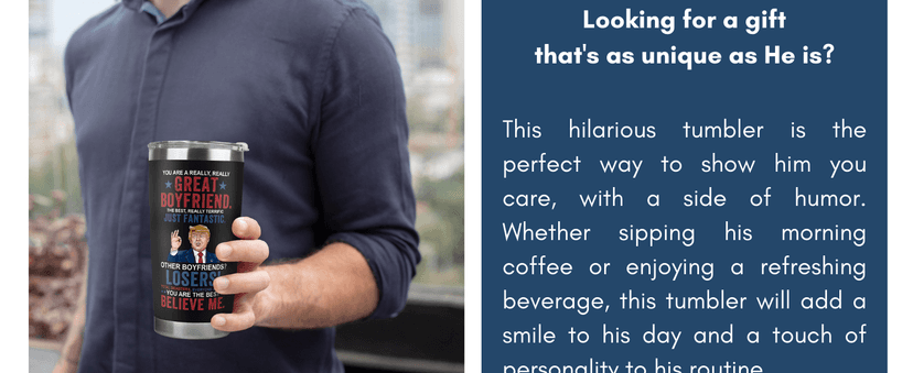 Gifts for Boyfriend, Him - Anniversary, Birthday, Christmas Boyfriend Gifts from Girlfriend - Romantic Love Couple Gift for Him from Her - Ideas for Couples - 20 Oz Stainless Steel Tumbler