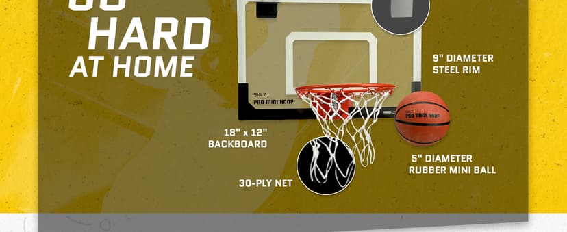 SKLZ Pro Mini Indoor Basketball Hoop - Over The Door – Portable - Great For Home, Dorms, Offices, and Gifts