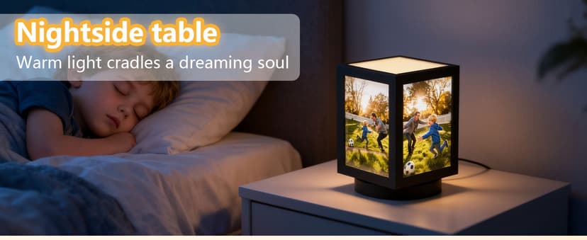 Mixoo 4x6 Picture Frame Light, Vintage Rotating Photo Frame Tabletop Lamp, Touch Desk Lamp for Bedroom Bedside, Table lamps for Office Family Retirement Anniversary Birthday Gifts (Wooden Black) B0FN7D9BXX