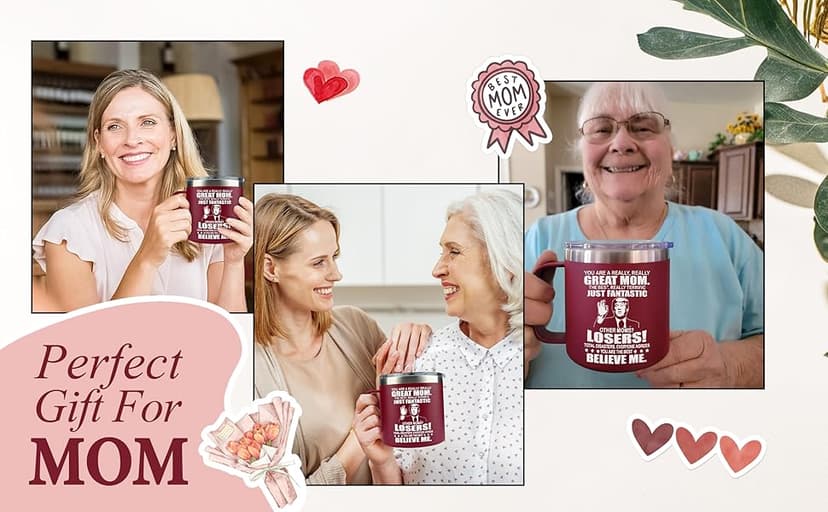 Gifts for Mom from Daughter, Son - Mothers Day Gifts for Mom, Wife, Women - Moms Birthday Gift Ideas, Cool Birthday gifts for Moms, Mothers - Best mom Mug, 14 Oz Stainless Steel moms Coffee Mug