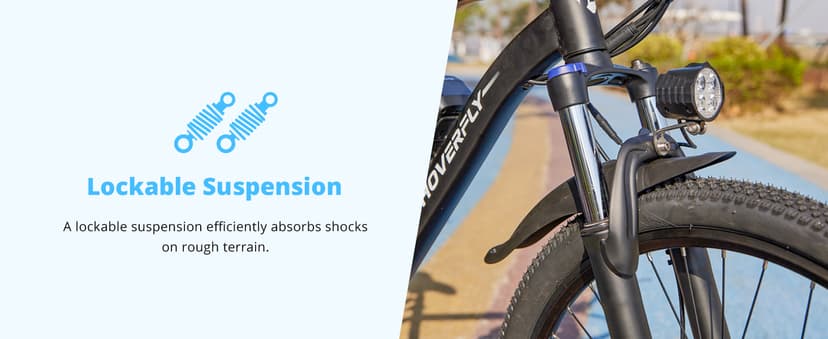 HOVERFLY OUREA 26" Electric Bike for Adults, 750W Peak Motor Mountain Ebike, 20MPH Up to 40 Miles, UL2849 Certified, 7-Speed, Removable Battery, Shock Absorber, Fat Tire Commuter E-Bike