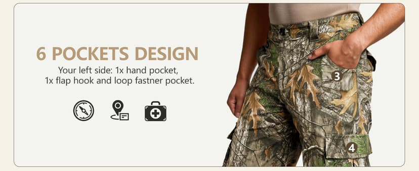 GINGTTO Men's Hunting Pants Camo Cargo Tactical Pants Lightweight Insulated Clothes Brush