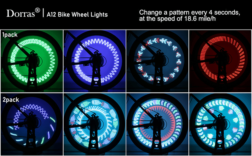 Bike Wheel Lights (2 Pack) - Waterproof LED Bicycle Spoke Tire Lights - 30 Different Patterns Change - Bike Accessories - Black B087LVRMZV